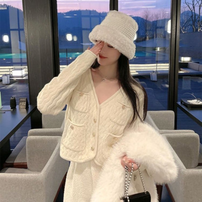 Ženski kardigan s džepovima Slatki ženski jesenski jednobojni trendi studentski nježni džemper s v-izrezom u korejskom stilu za sve kombinacije