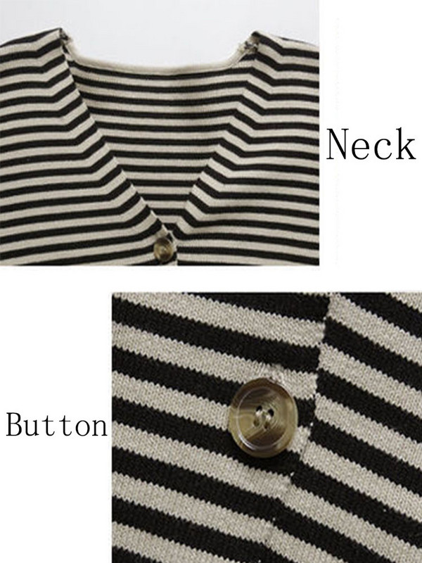 Ženski kardigan Basic prugasti minimalistički retro široki jesenski pulover u korejskom stilu s V-izrezom Modni ženski prikladni