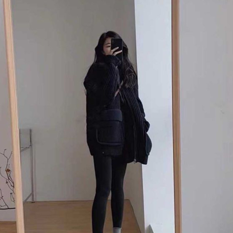 Jednobojni pleteni kardigani Ženske debele tople nove zimske starinske patentne zatvarače Jednostavne široke slobodno vrijeme Studenti Basic džemperi za sve kombinacije Trendy