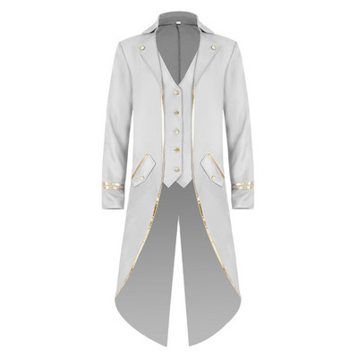 2023 nou smoking de Halloween jachetă gotică pentru bărbați frac steampunk haină lungă costum medieval de halloween rochie haină cu garnitură aurie