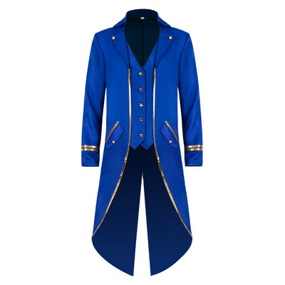 2023 nou smoking de Halloween jachetă gotică pentru bărbați frac steampunk haină lungă costum medieval de halloween rochie haină cu garnitură aurie