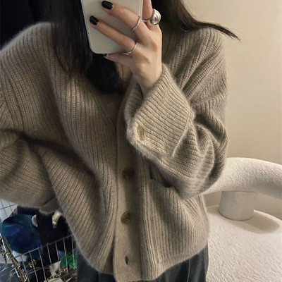 Ζακέτα Γυναικείες τσέπες Σχεδιασμένο πουλόβερ Άνετο αναπνεύσιμο γυναικείο φθινοπωρινό ταμπεραμέντο All-match ελαφρύ απαλό καθημερινό πλεκτό καθαρό ένδυμα