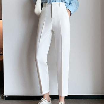 Γυναικεία ρούχα μόδας γραφείου Lady Business Casual φερμουάρ Κορεατικά ίσια μονόχρωμες τσέπες με κουμπί με ιδιοσυγκρασία Λεπτό παντελόνι