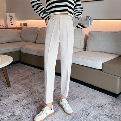 Ženska odjeća Moda za uredske dame Poslovne ležerne korejske ravne, jednobojne, dugmad, džepove, tanke hlače s patentnim zatvaračem