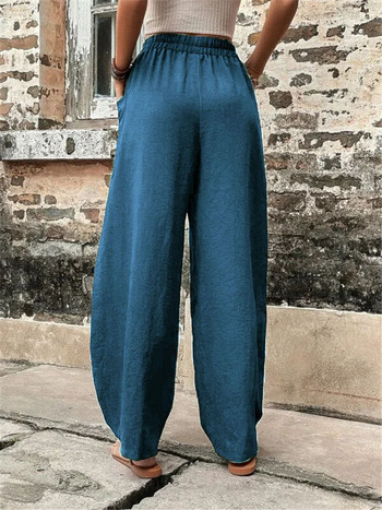 Καλοκαιρινό γυναικείο παντελόνι Harem 2023 Large Pocket Plus Size 5XL Παντελόνι Oversized ελαστική μέση Casual Cropped Sarouel