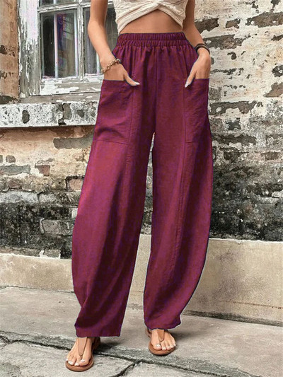 Καλοκαιρινό γυναικείο παντελόνι Harem 2023 Large Pocket Plus Size 5XL Παντελόνι Oversized ελαστική μέση Casual Cropped Sarouel
