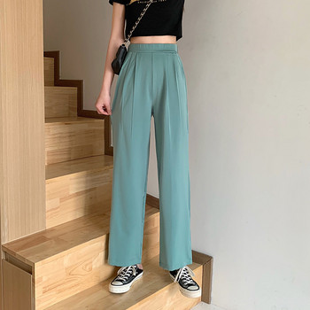 Παντελόνι υπερμεγέθη Κορεάτικη μόδα Καθαρό χρώμα Γυναικείο καθημερινό παντελόνι 2023 Καλοκαίρι χαλαρό παντελόνι ψηλόμεσο φαρδύ παντελόνι Γυναικείο