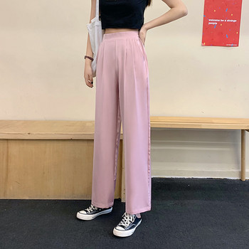Παντελόνι υπερμεγέθη Κορεάτικη μόδα Καθαρό χρώμα Γυναικείο καθημερινό παντελόνι 2023 Καλοκαίρι χαλαρό παντελόνι ψηλόμεσο φαρδύ παντελόνι Γυναικείο