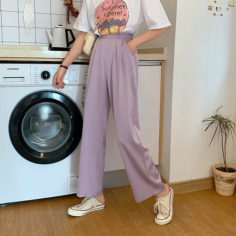 Prevelike hlače Korejske modne čiste boje Ženske ležerne hlače Ljeto 2023. Široke hlače visokog struka Ženske hlače