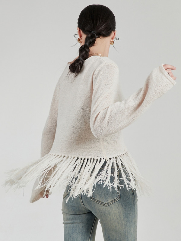 Kardigani za žene s kićankama Jednostavna za slobodno vrijeme Ulična odjeća Blagdanska jednobojna opuštena moda s V-izrezom Elegantan dizajn za sve koji odgovaraju Slatka Popularno Novo