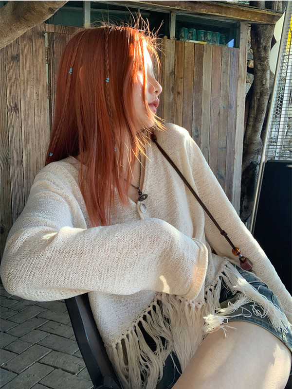 Kardigani za žene s kićankama Jednostavna za slobodno vrijeme Ulična odjeća Blagdanska jednobojna opuštena moda s V-izrezom Elegantan dizajn za sve koji odgovaraju Slatka Popularno Novo