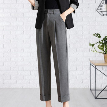 Μαύρο κοστούμι παντελόνι για γυναίκες Κορεάτικα κουμπιά Φαρδιά παντελόνια στο πόδι Vintage Streetwear Υψηλή μόδα Γυναικείο πάτο γραφείου