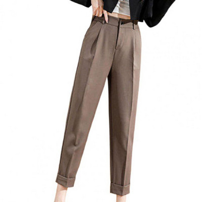 Juodos kostiumo kelnės moterims korėjietiškomis sagomis plačiomis kelnėmis Vintažinės gatvės aprangos Aukštos mados biuro moteriškos darbo apačios