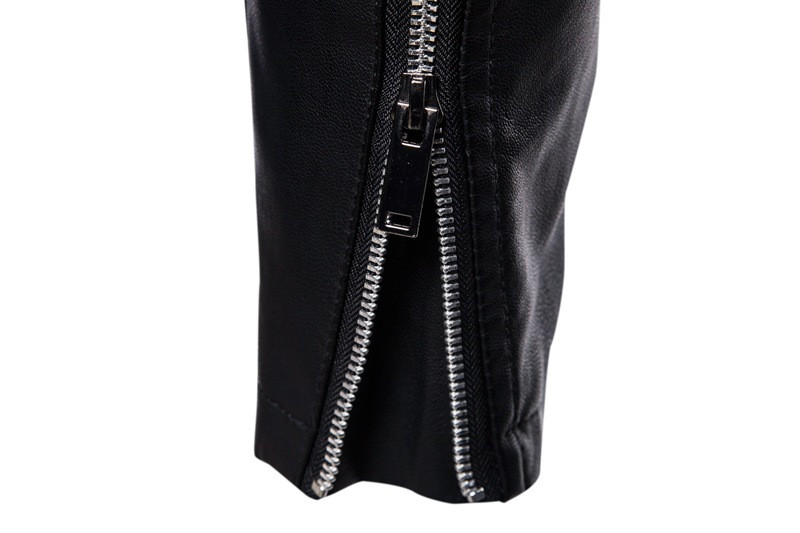 Proljeće Jesen Muška motociklistička kožna jakna Jednobojne jakne sa samostojećim ovratnikom Modni ležerni trend Bijeli kaput otporan na vjetar Ulična odjeća