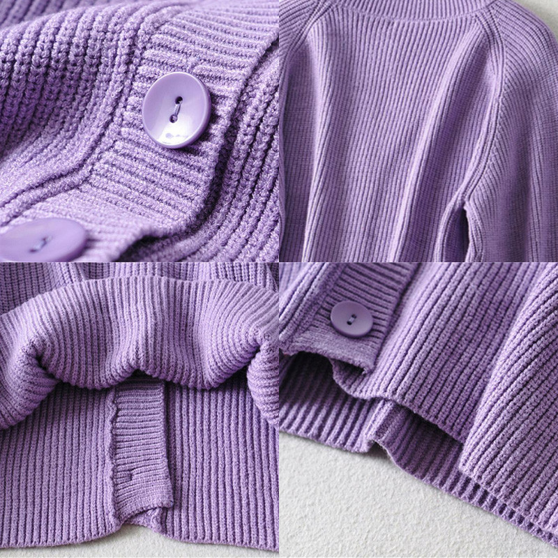 Cardigan femei stil coreean pur cu mâneci lanternă toamnă largi, minimalist, decolteu în V, confortabil, la un singur piept, modă noua