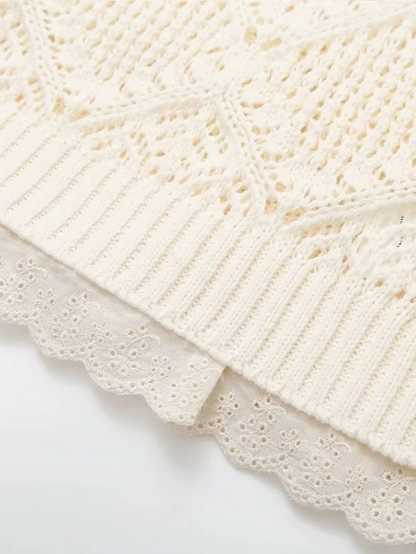 TRAF ženski ukrasi Široki heklani pleteni jesenski zimski pulover Vintage široki izrez dugih rukava Ženski puloveri Chic Topovi