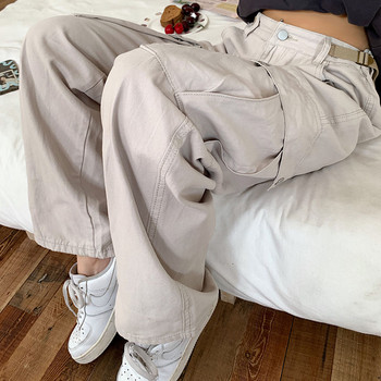 Φαρδύ παντελόνι Cargo με φαρδύ πόδι Γυναικείο 2022 Μόδα ρετρό ψηλόμεσο ίσιο παντελόνι Streetwear Joggers Y2K Punk Pocket Sweatpants