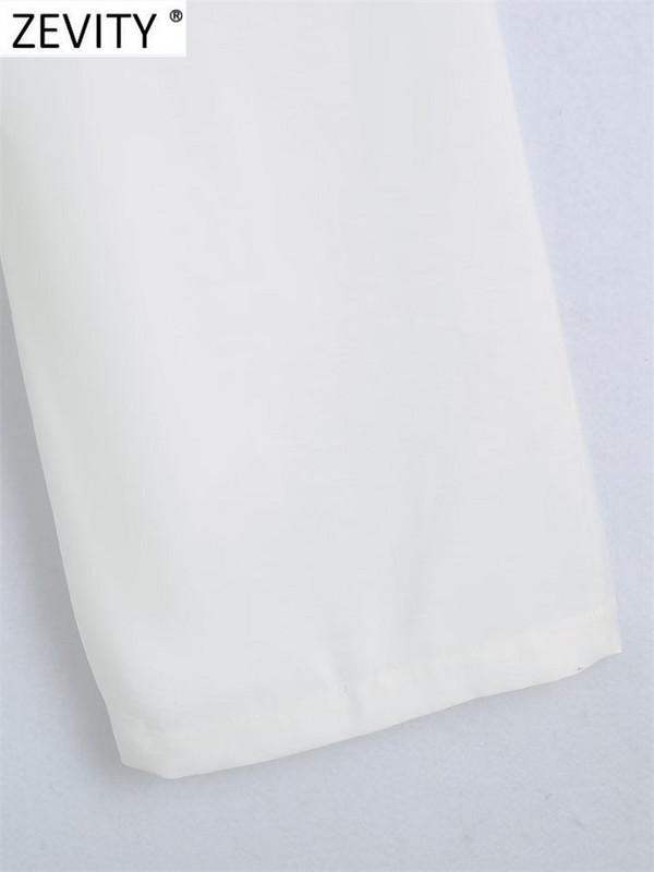 ZEVITY Γυναικεία μόδα Μπροστινό βελάκι Casual Λευκό ίσιο παντελόνι Γραφείο Lady ψηλή μέση φερμουάρ Fly Γυναικείο μακρύ παντελόνι Mujer P2224