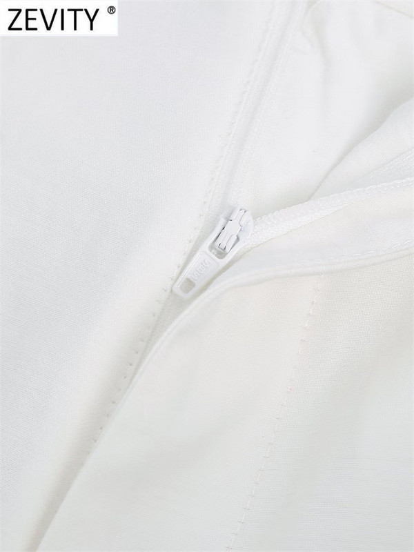 ZEVITY Γυναικεία μόδα Μπροστινό βελάκι Casual Λευκό ίσιο παντελόνι Γραφείο Lady ψηλή μέση φερμουάρ Fly Γυναικείο μακρύ παντελόνι Mujer P2224