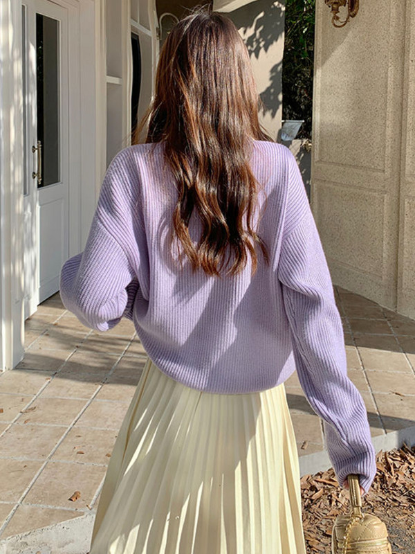 Kardigani Ženski slatka jesen Peter Pan kragna Jednostavna spojena moda dugih rukava Studenti Lijeni stil Ležerna Ulična odjeća za sve