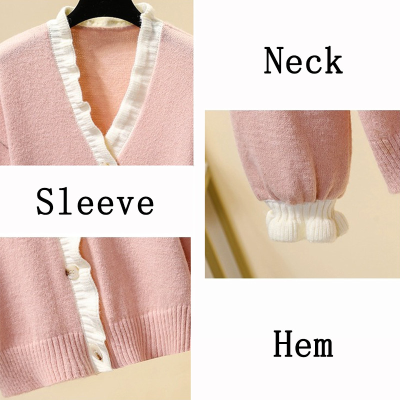 Ženski kardigan sa slatkim naborima Jednostavan, čisti retro, dnevni, sveobuhvatni, nježni, ulični džemper u slobodno vrijeme, u korejskom stilu, jesensko novo