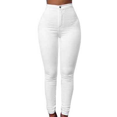 Modne ženske jednobojne hlače s dugmadima visokog struka Uzročne hlače uzročnog kroja Hlače s olovkom Hlače s dugmadima Ženske ležerne hlače