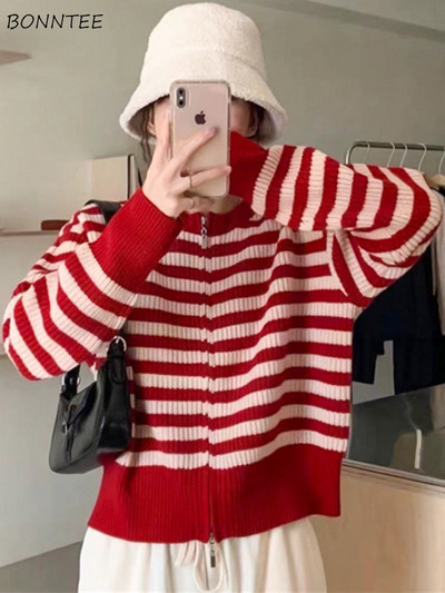 Prugasti kardigan Ženski jednostavan dizajn Labavi klasični dnevni modni jesenski džemper Raznoliko slobodno vrijeme Korejski stil Nježne studentice