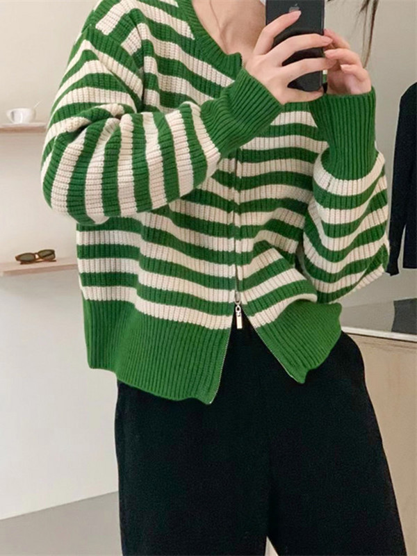 Prugasti kardigan Ženski jednostavan dizajn Labavi klasični dnevni modni jesenski džemper Raznoliko slobodno vrijeme Korejski stil Nježne studentice