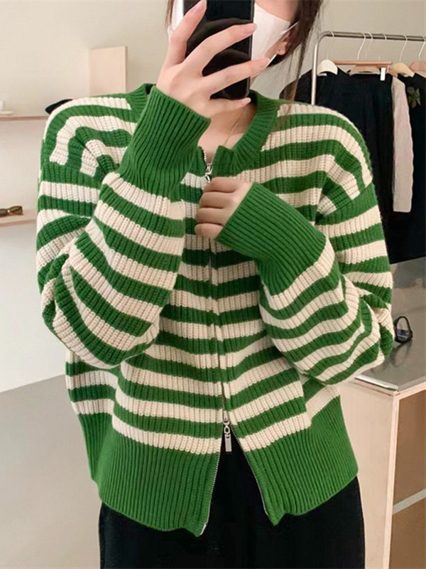 Prugasti kardigan Ženski jednostavan dizajn Labavi klasični dnevni modni jesenski džemper Raznoliko slobodno vrijeme Korejski stil Nježne studentice