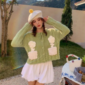 3D Lilled Kardigan Naiste Disain Retro šikk Pehme Armas Sügis Populaarne Romantiline Kolledž Noor tüdrukute Kampsun Mujer Knit Ins