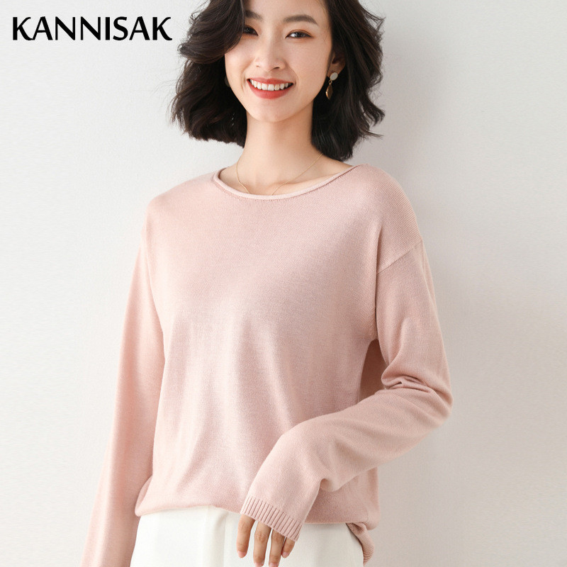 2023. Novi ženski pulover Jesen Zima Pletena odjeća s O-izrezom Korejska modna široka majica s donjim dijelom Jednobojni proljetni džemper Ležerni džemperi