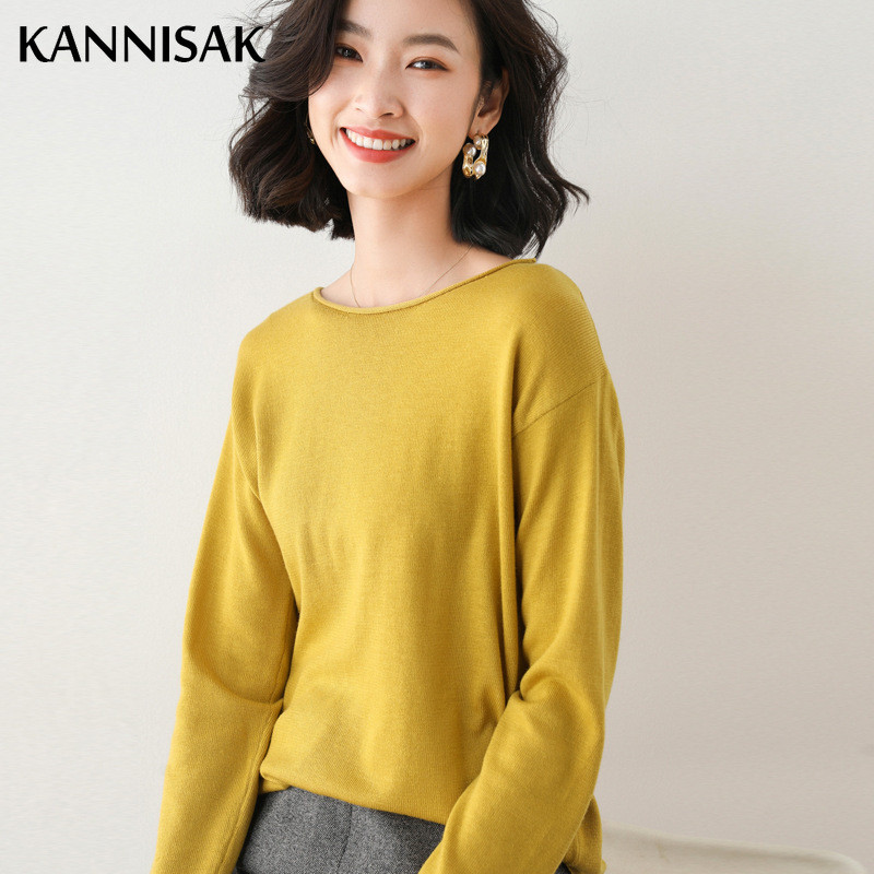 2023. Novi ženski pulover Jesen Zima Pletena odjeća s O-izrezom Korejska modna široka majica s donjim dijelom Jednobojni proljetni džemper Ležerni džemperi