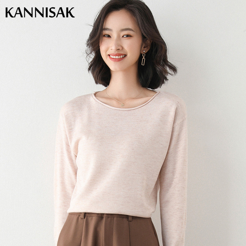 2023. Novi ženski pulover Jesen Zima Pletena odjeća s O-izrezom Korejska modna široka majica s donjim dijelom Jednobojni proljetni džemper Ležerni džemperi