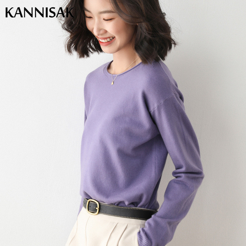 2023. Novi ženski pulover Jesen Zima Pletena odjeća s O-izrezom Korejska modna široka majica s donjim dijelom Jednobojni proljetni džemper Ležerni džemperi