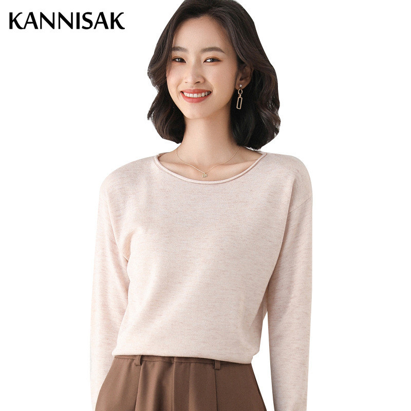 2023. Novi ženski pulover Jesen Zima Pletena odjeća s O-izrezom Korejska modna široka majica s donjim dijelom Jednobojni proljetni džemper Ležerni džemperi