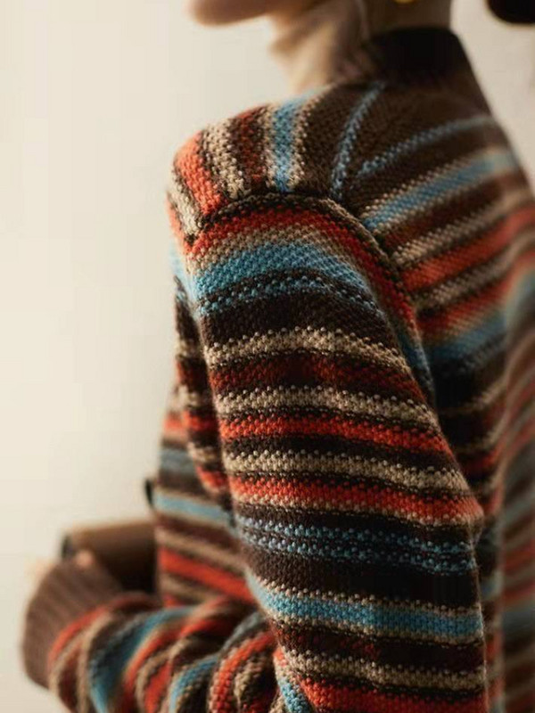 Naiste kardigan 4 värvi retrotriibuline disain, soe, sobiv vaba aja V-kaelusega korea stiilis mood avar uus naiste sügiskampsun