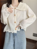 Kardigani Ženski Slobodno vrijeme Jednobojni, nježni, slatki, s naborima, popularni studentski, jesenski, udobni, spušteni ovratnik, ulični dizajn, ležerni