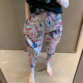 Plačios kelnės Harlan Pants Moteriškos elegantiškos moteriškos tiesios klostuotos kelnės dryžuotos klasikinės laisvos kelnės Susiraukšlėjusios kelnės