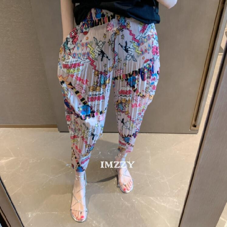 Plačios kelnės Harlan Pants Moteriškos elegantiškos moteriškos tiesios klostuotos kelnės dryžuotos klasikinės laisvos kelnės Susiraukšlėjusios kelnės