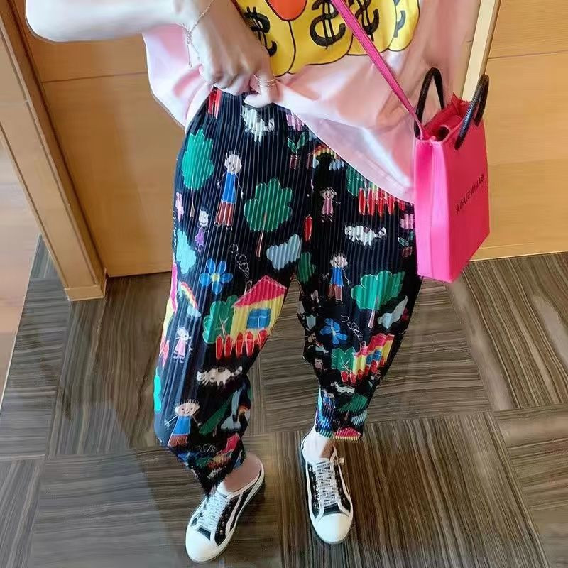 Plačios kelnės Harlan Pants Moteriškos elegantiškos moteriškos tiesios klostuotos kelnės dryžuotos klasikinės laisvos kelnės Susiraukšlėjusios kelnės