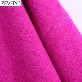 Zevity Women Simply V Neck Soft Touch Ежедневен лилав пуловер за плетене Женски шикозен базов пуловер с дълъг ръкав Маркови горнища SW901