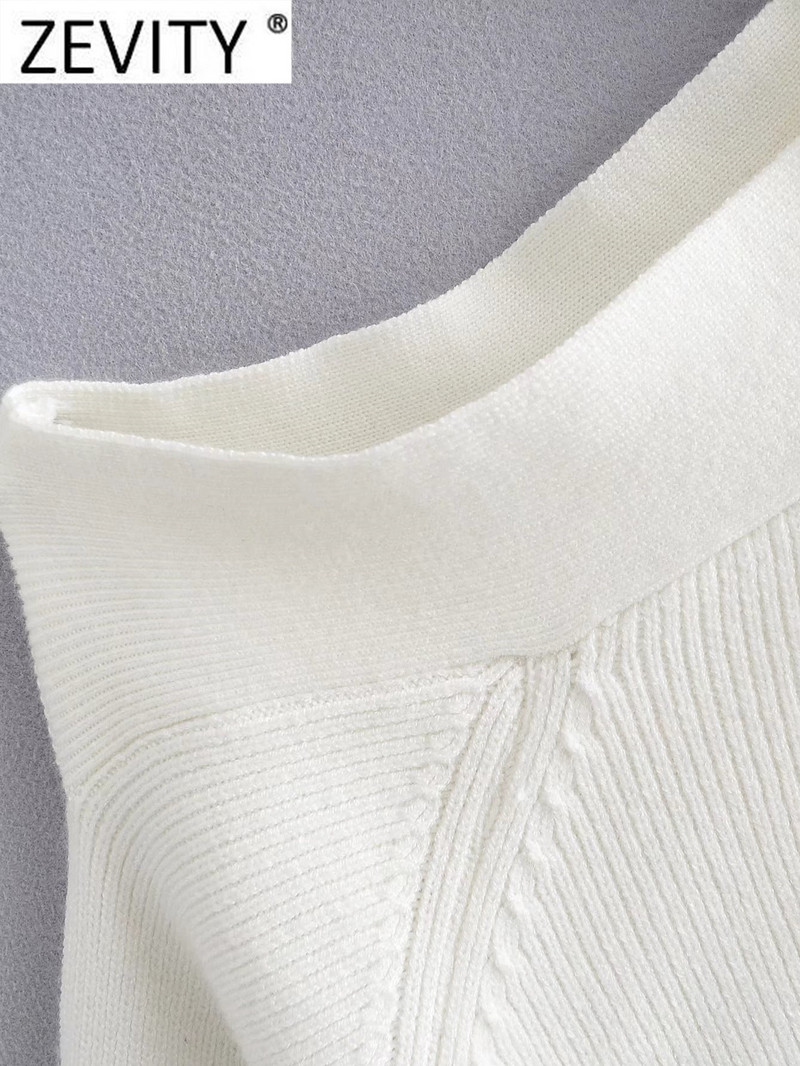 Zevity Ženski modni pulover s otvorenim ramenima, crno-bijele boje, pleteni pulover, ženski šik, ležerni puloveri s dugim rukavima, gornji dijelovi SW2395