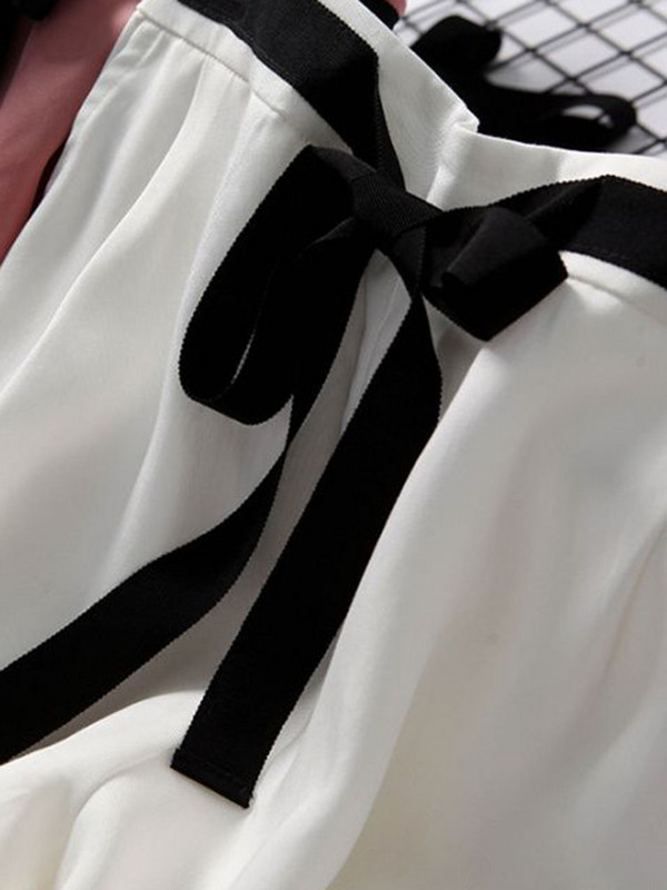 Ženske vrećaste ravne hlače visokog struka Korejske modne ledeno svilene široke hlače Ležerne prevelike 4xl elegantne hlače na vezanje