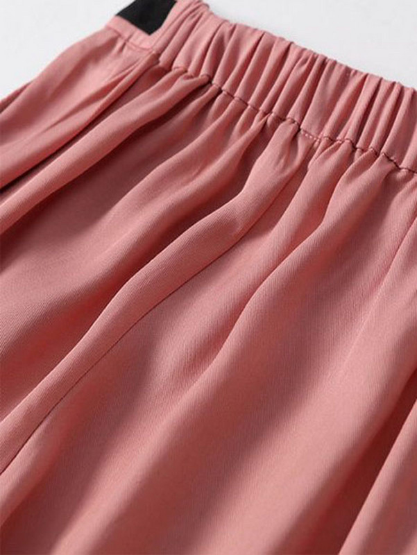 Ženske vrećaste ravne hlače visokog struka Korejske modne ledeno svilene široke hlače Ležerne prevelike 4xl elegantne hlače na vezanje