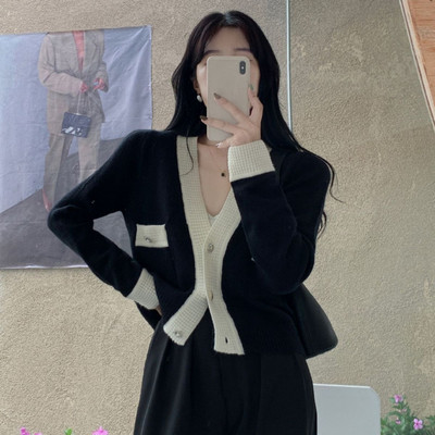 Ζακέτα Γυναικεία Πλεκτά Πλεκτά Μόδα Γυναικεία Άνετα Casual με V λαιμόκοψη Απλή Preppy Στυλ Τρυφερά Κορεατικά πουλόβερ Mujer