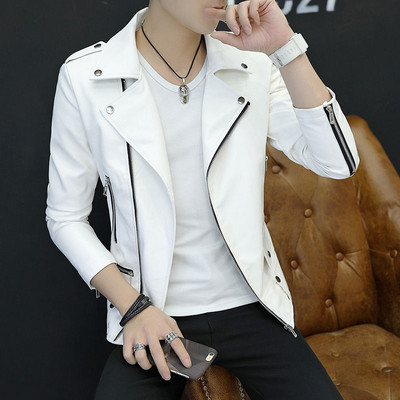 Kožna jakna, muška nova uska odjeća za jesen i zimu 2023., kaput