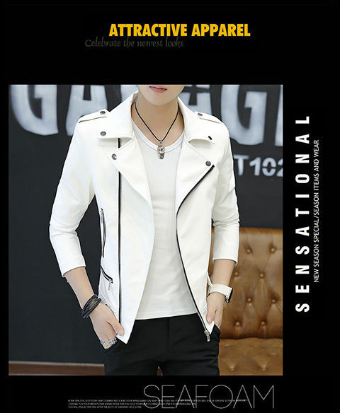 Kožna jakna, muška nova uska odjeća za jesen i zimu 2023., kaput