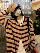 Vintage prugasti kardigani Ženski široki proljetni slatki džemperi Ulzzang Streetwear Dizajnirana osnovna pletiva Harajuku za mlade