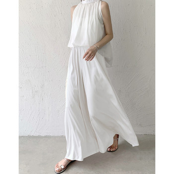 Γυναικεία ρούχα Y2K Λευκό Ice Μεταξωτό Φαρδύ Παντελόνι Γυναικείο Καλοκαιρινό Ψηλόμεσο Φαρδύ Παντελόνι Φόρεμα Μεγάλης Κούνιας, Casual Κορεάτικο Στιλ