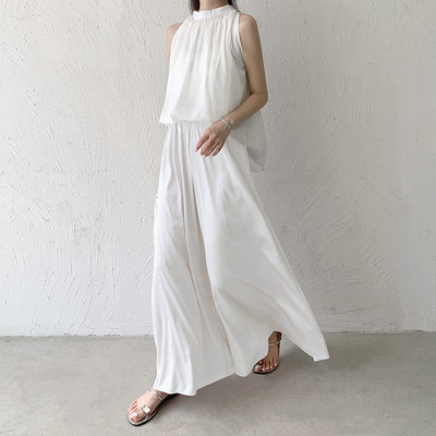 Ženska Y2K odjeća Hlače širokih nogavica od bijele ledene svile Ženske ljetne široke hlače s visokim strukom, široke široke haljine, ležerne hlače u korejskom stilu